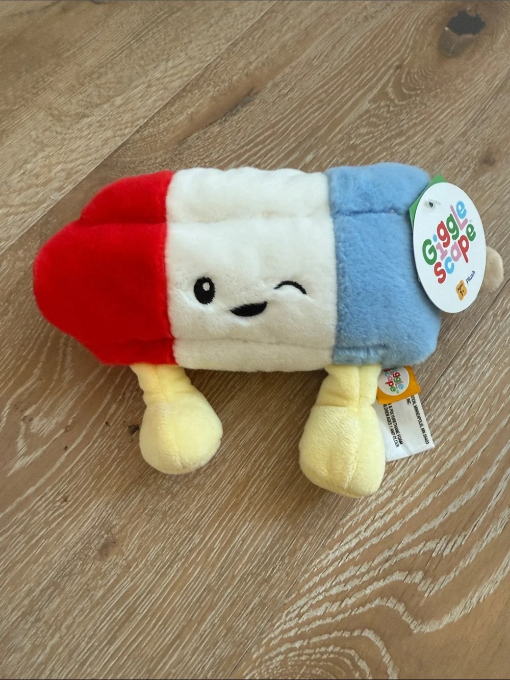Gigglescape Popsicle Blue, Red, White, Yellow Kids Plush NWT